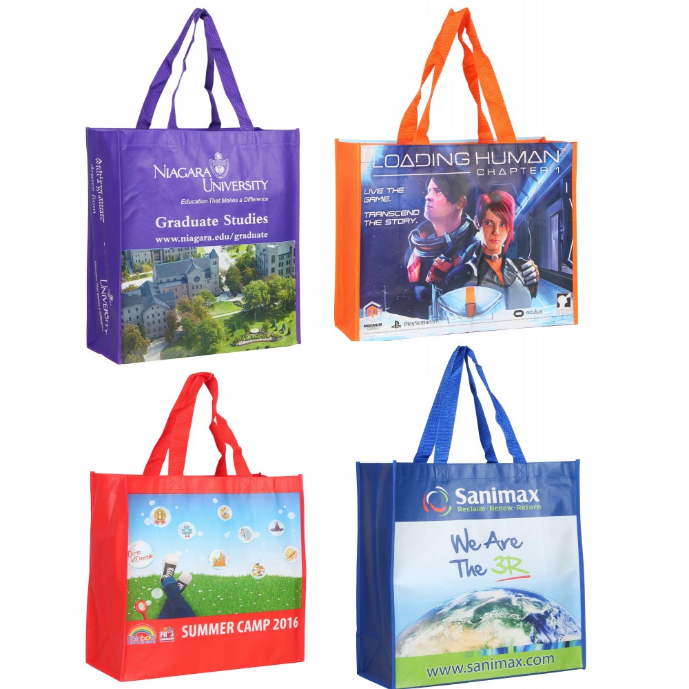 Logo Printed Create Your Own Line of Sublimated Non Woven Tote Bags Logo Printed Create Your Own Line of Sublimated Non Woven Tote Bags