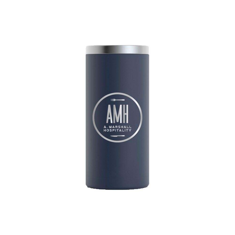 RTIC 12oz. Navy Stainless Steel Skinny Can Cooler with Logo