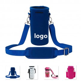 Personalized Neoprene Water Bottle Carrier With Shoulder Strap