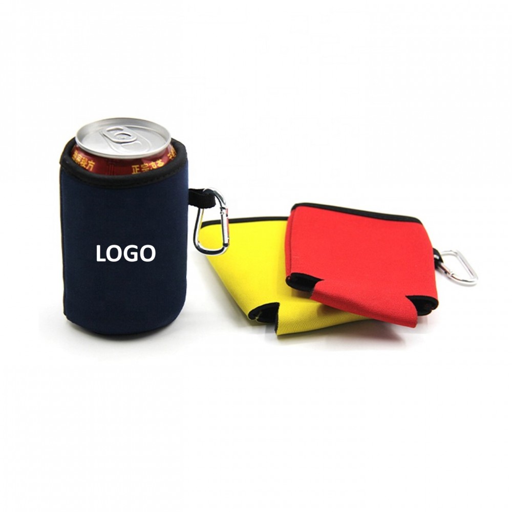 Collapsible Can Kooler With Carabiner with Logo