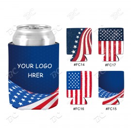 Custom Flag Design Sublimated Collapsible Can Cooler  Custom Flag Design Sublimated Collapsible Can Cooler