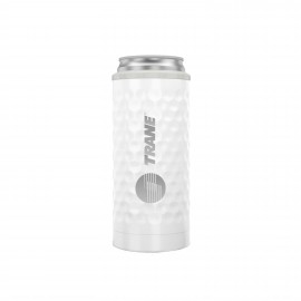 12 Oz. SIC Hammered White Stainless Steel Skinny Can Holder with Logo
