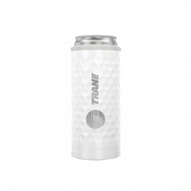 12 Oz. SIC Hammered White Stainless Steel Skinny Can Holder with Logo