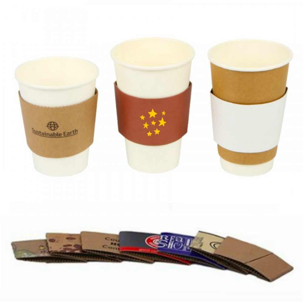 Custom Imprinted Disposable Kraft Paper Heat Insulation Coffee Sleeves Cover Custom Imprinted Disposable Kraft Paper Heat Insulation Coffee Sleeves Cover