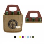 Logo Branded 6 Pack Canvas Bottle Cooler With Leather Handle