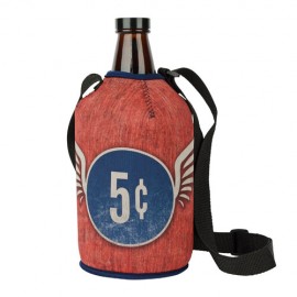 Customized Neoprene Growler Cover with Strap & Hook Closure (4 Color Process)