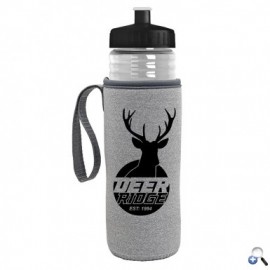 Logo Branded 24 Oz. Sports Bottle & Caddy - Push-Pull Lid