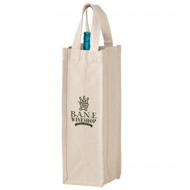 Heavyweight Cotton Canvas 1 Bottle Wine Tote (4 1/2"x4 1/2"x14") with Logo