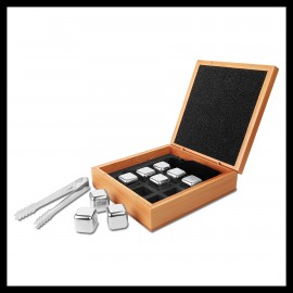 Bamboo Whiskey Stone Gift Set with Logo