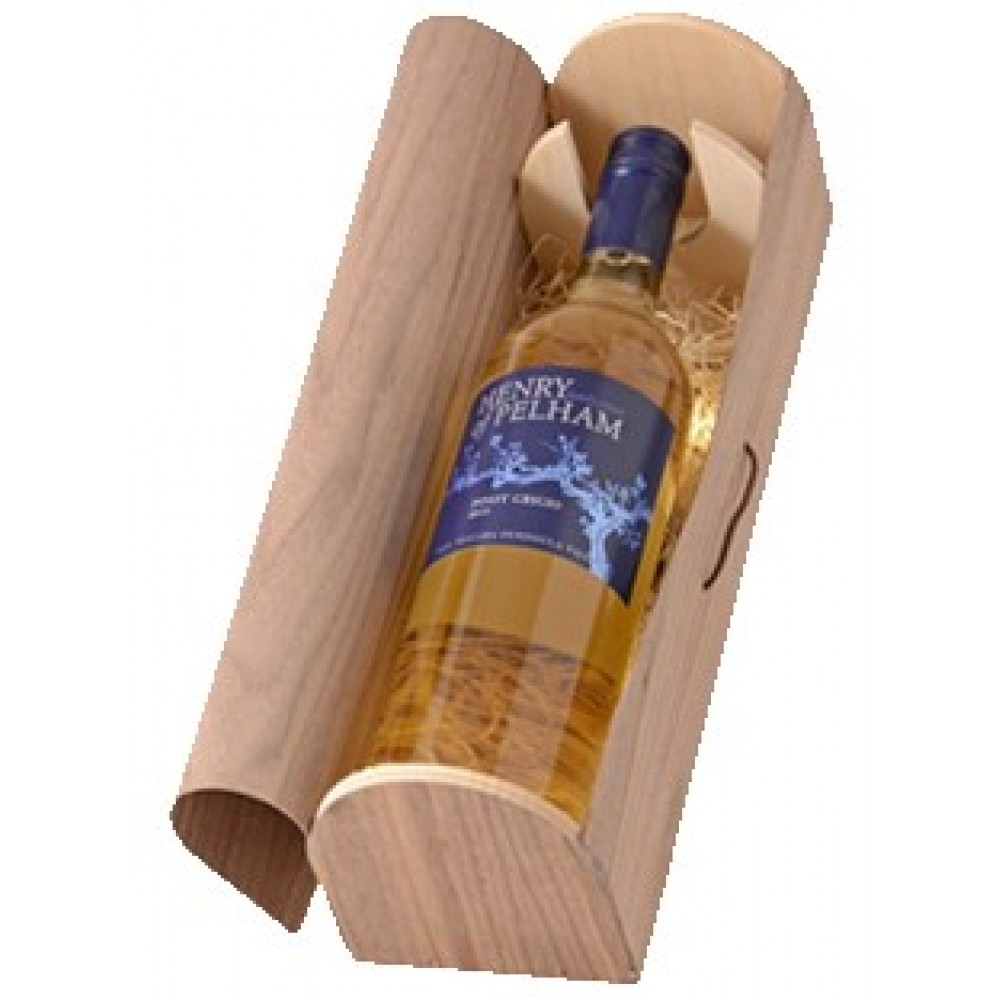 Customized 3.75" x 13.375" - Wood Veneer Wine Box - Laser Engraved or Branded