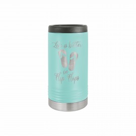 12 Oz. Polar Camel Teal Stainless Steel Slim Can Cooler with Logo  12 Oz. Polar Camel Teal Stainless Steel Slim Can Cooler with Logo