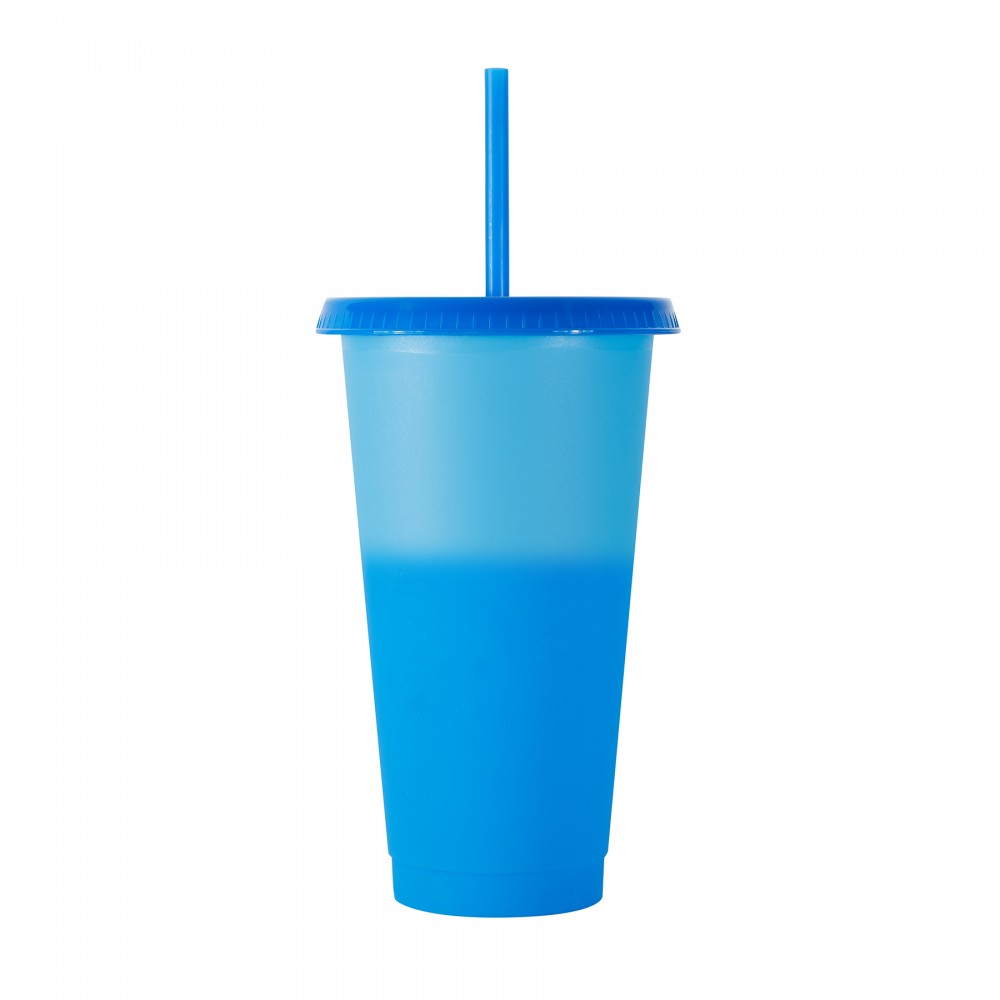 24 Oz Color Changing Tumbler With Lid And Straw with Logo