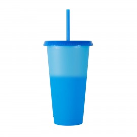 24 Oz Color Changing Tumbler With Lid And Straw with Logo