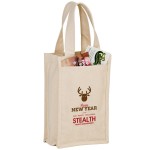 Custom Heavyweight Cotton Canvas 2 Bottle Wine Tote (7"x3"x11")