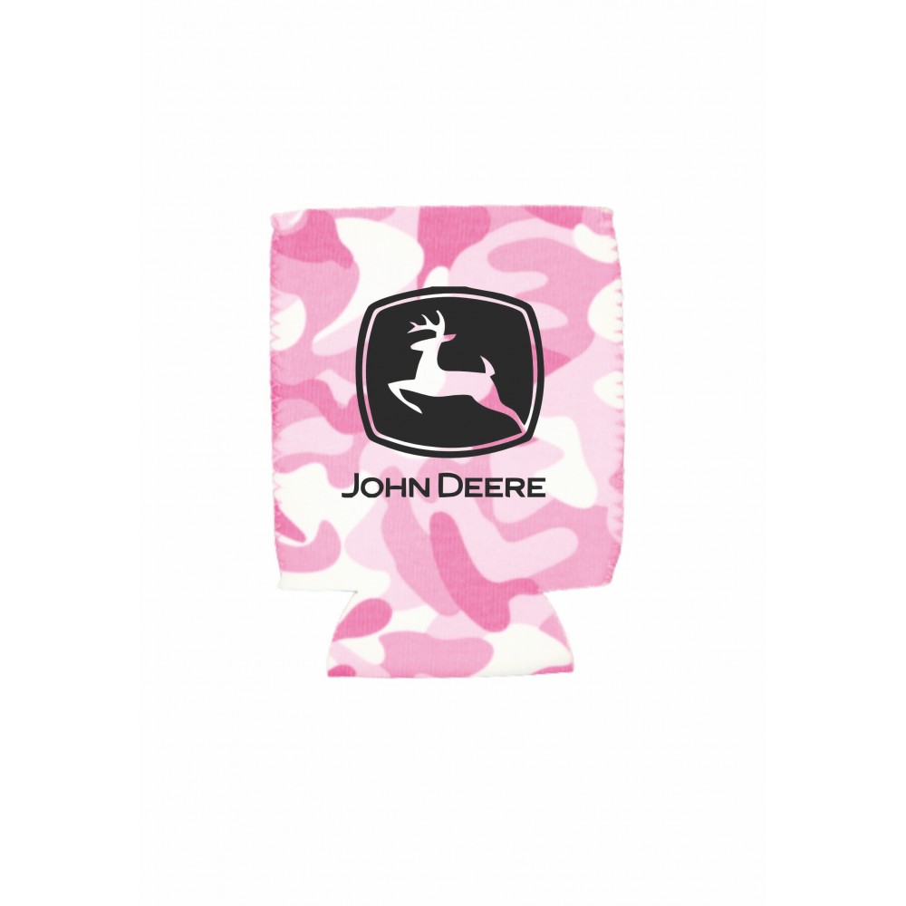 Pink Camo Neoprene Flat Beverage Insulator with Logo