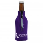 Customized Zipper Bottle Coolie Cover with Blank Bottle Opener (1 Color)