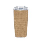 Logo Branded 14 Oz Double Wall Plastic Tumbler With Burlap Insert