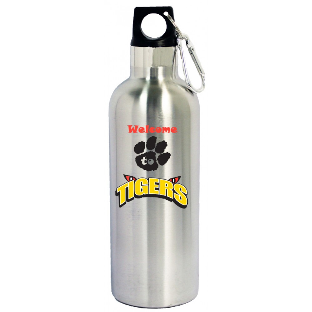 Logo Printed 17 Oz. Vacuum Insulated Stainless Water Bottle w/ Carabiner Logo Printed 17 Oz. Vacuum Insulated Stainless Water Bottle w/ Carabiner