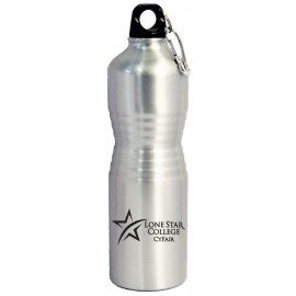 25 Oz. Aluminum Water Bottle w/ Carabiner & Concave Grip Center Custom Imprinted  25 Oz. Aluminum Water Bottle w/ Carabiner & Concave Grip Center Custom Imprinted