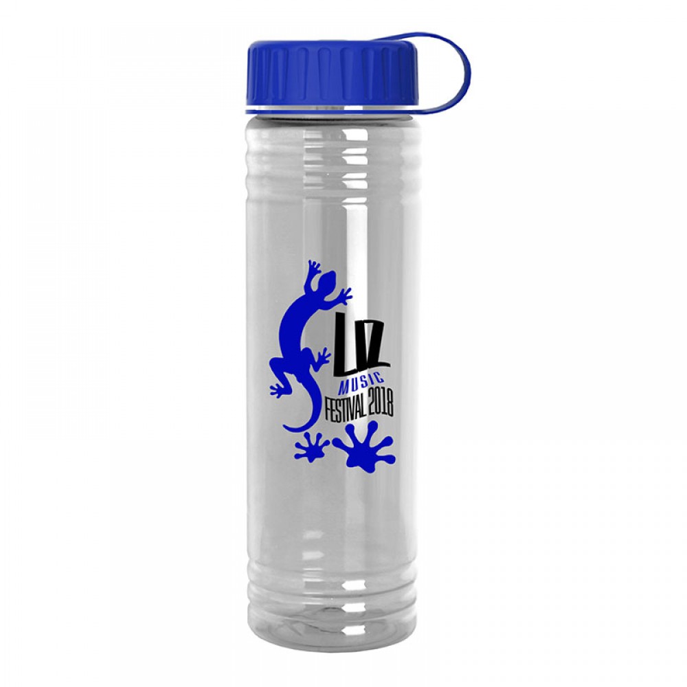24 oz. Slim Fit Water Sports Bottle - Tethered Lid Logo Printed
