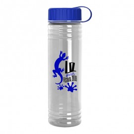 24 oz. Slim Fit Water Sports Bottle - Tethered Lid Logo Printed