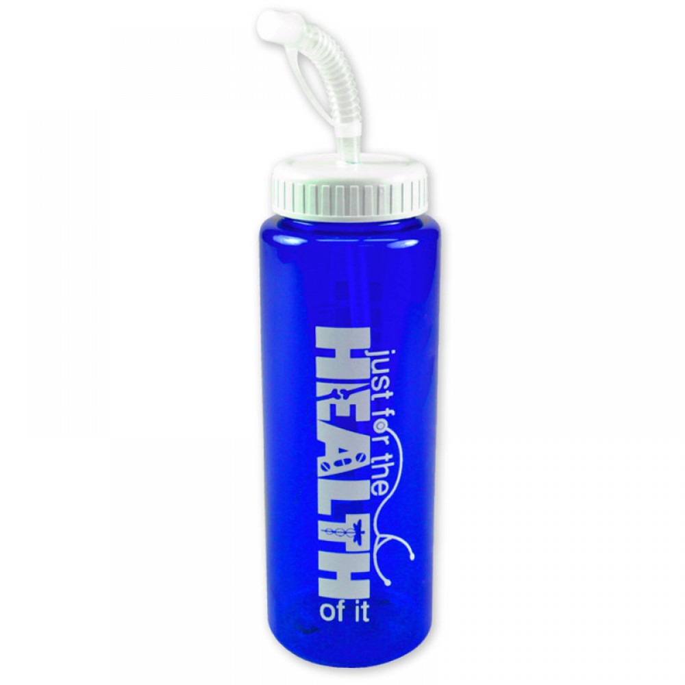 Guzzler 32 oz. Transparent Sports Bottle - Straw Lid Logo Printed