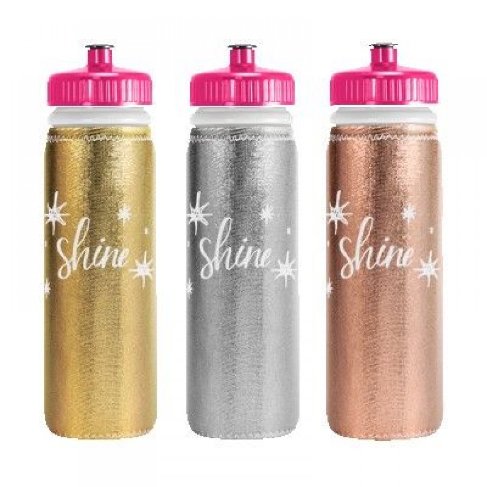 Custom Branded Van Metro Metallic Sport Bottle w/ Sleeve & Push-Pull Lid Custom Branded Van Metro Metallic Sport Bottle w/ Sleeve & Push-Pull Lid