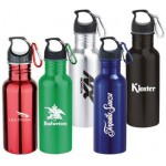 Logo Printed 22 Oz. Wide Mouth Stainless Steel Water Bottle with Carabiner