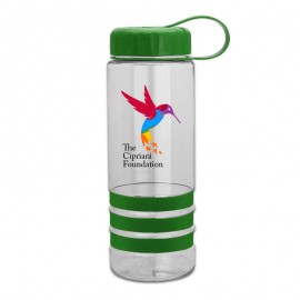 24 Oz. Sergeant Transparent Sports Bottle w/Grip Stripes & Tethered Lid with Logo