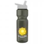 28 oz. Transparent Sports Bottle - Flip Straw Lid - - digital imprint Custom Branded