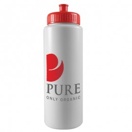 32 Oz. Sports Quart Bottle w/Push Pull Cap (White Or Frost) with Logo