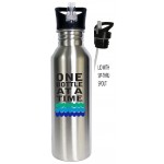 25 Oz. Stainless Steel Wide Mouth Water Bottle w/ Sip-thru Spout with Logo