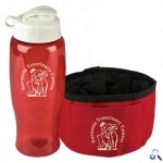 Logo Printed Thirsty Dog Sports Bottle and Folding Dog Bowl Set