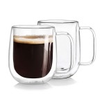 12Oz Glass Coffee Mugs Double-Wall Borosilicate Cups with Logo
