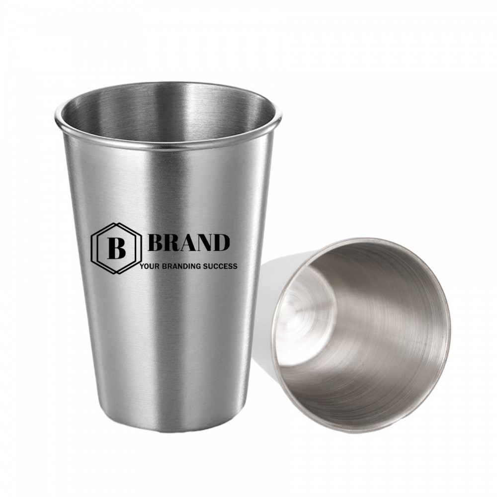 Stainless Steel Pint Cups 16oz Premium Metal Drinking Glasses, BPA