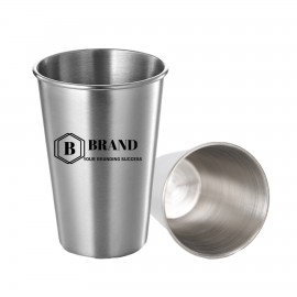 Logo Branded 16 oz. Single Wall Stainless Steel Pint Glass Cup  Logo Branded 16 oz. Single Wall Stainless Steel Pint Glass Cup