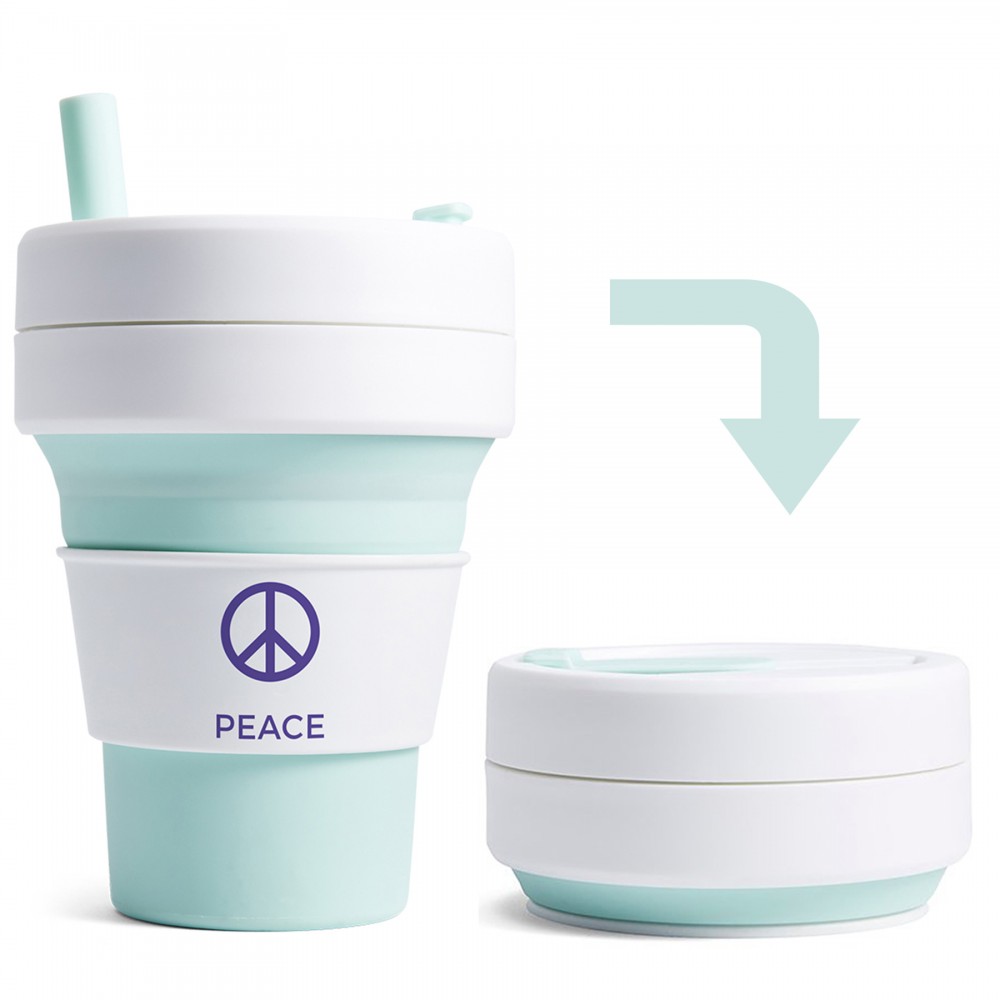 Custom Branded 16 Oz. Stojo Biggie Cup w/White Sleeve (Mint) Custom Branded 16 Oz. Stojo Biggie Cup w/White Sleeve (Mint)