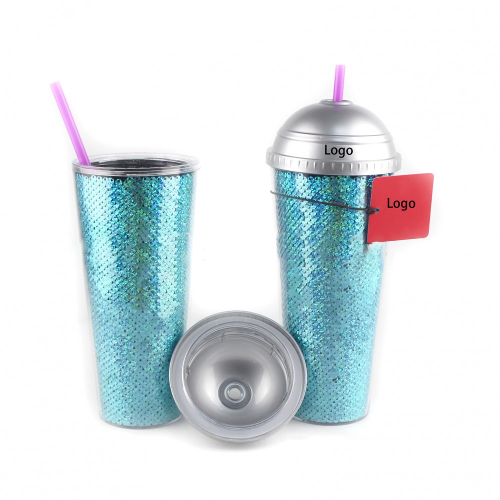 Personalized Double Wall Mermaid Tumbler with Dome Lid and Straw
