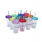 Logo Branded 16OZ Reusable Straw Ice Cups With Lid