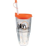 Logo Branded 24 Oz. Double Wall Thermal Travel Tumbler - Clear Insert