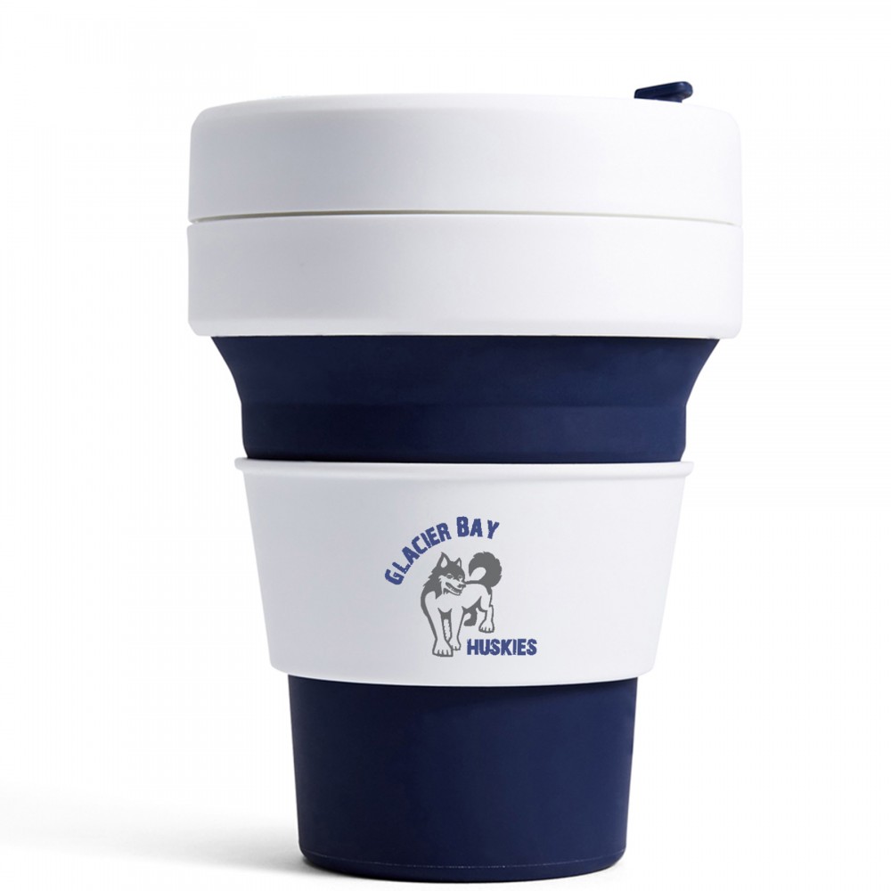 12 Oz. Stojo Pocket Cup w/White Sleeve (Indigo) Custom Branded 12 Oz. Stojo Pocket Cup w/White Sleeve (Indigo) Custom Branded