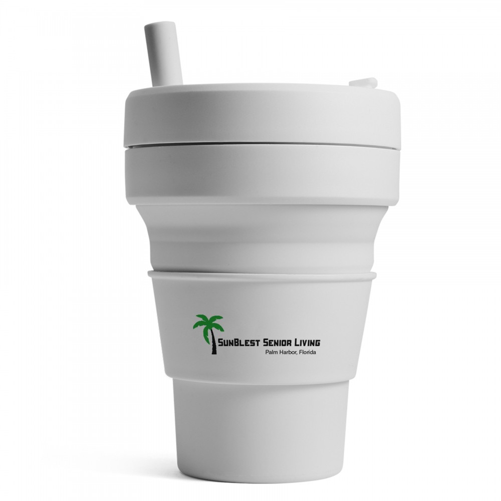 16 Oz. Stojo Biggie Cup w/Matching Color Sleeve (Cashmere) Custom Imprinted 16 Oz. Stojo Biggie Cup w/Matching Color Sleeve (Cashmere) Custom Imprinted