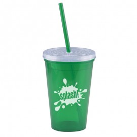 Logo Branded 16 Oz. Pioneer Insulated Tumbler w/Straw  Logo Branded 16 Oz. Pioneer Insulated Tumbler w/Straw