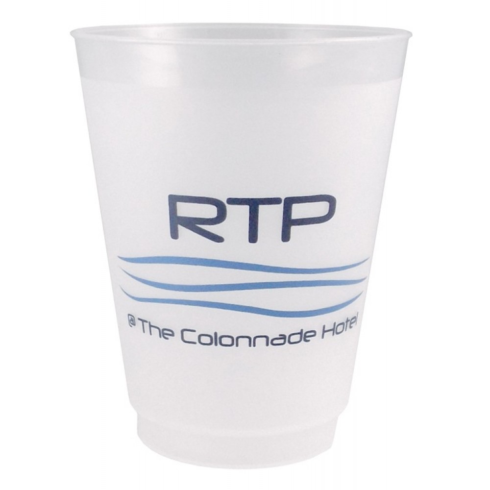 Personalized 16 oz. Frosted Translucent Plastic Stadium Cup with Automated Silkscreen Imprint