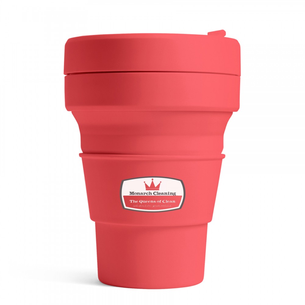 12 Oz. Stojo Pocket Cup w/Matching Color Sleeve (Coral) Custom Imprinted 12 Oz. Stojo Pocket Cup w/Matching Color Sleeve (Coral) Custom Imprinted