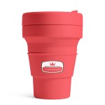 12 Oz. Stojo Pocket Cup w/Matching Color Sleeve (Coral) Custom Imprinted