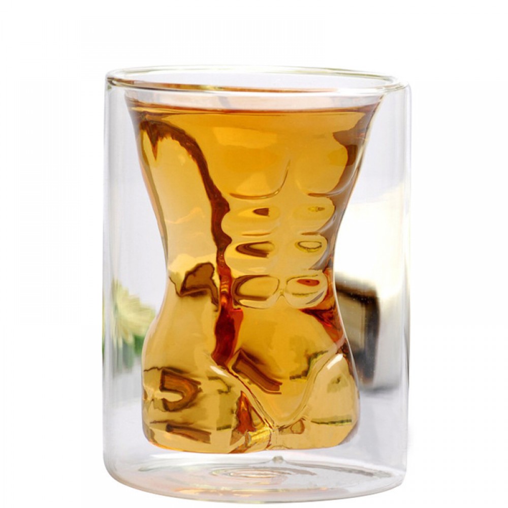 Custom 6Oz Glass Cup With Men Body High Borosilicate Creative Cup