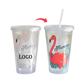 17oz Color Changing Plastic Cups With Straw with Logo