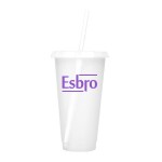 Reusable Plastic Tumbler with colored lid & Straw with Logo