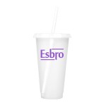 Reusable Plastic Tumbler with colored lid & Straw with Logo